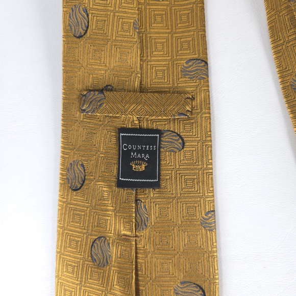 COUNTESS MARA ALL IMPORTED SILK HAND TAILORED IN USA 🇺🇸 GOLD Geometric TIE‎ - Picture 4 of 10
